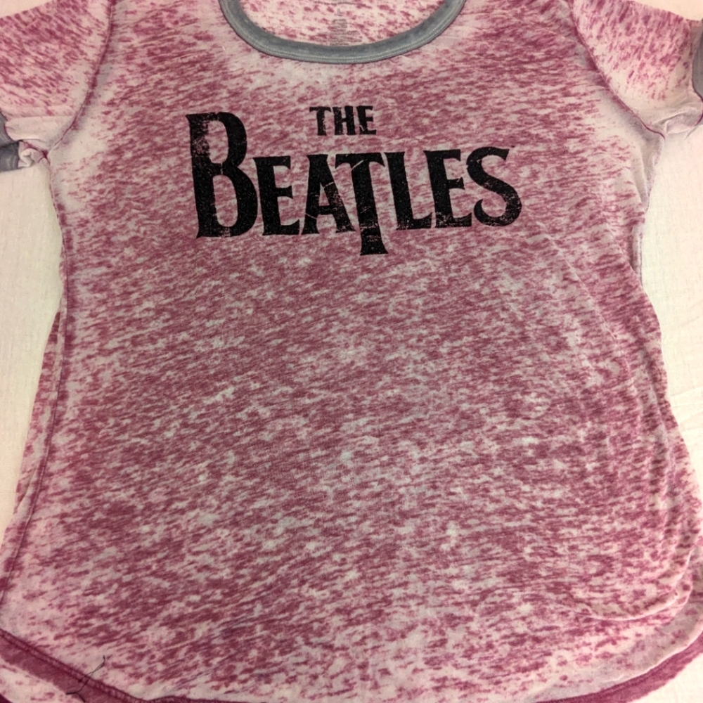 The Beatles 2016 Red Opaque Red Blouse with The Band Logo on Front Large